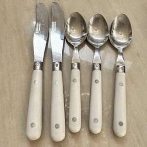 5pc WASHINGTON FORGE Mardi Gras-White Stainless Dinner Forks &Teaspoons Thailand